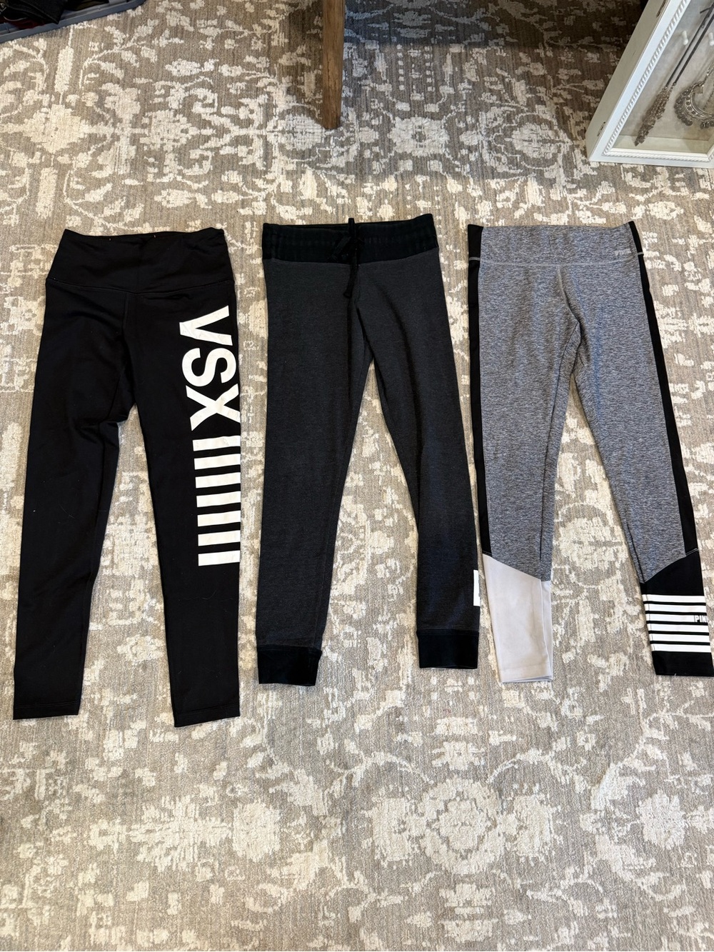 PINK Victoria's Secret Black & Gray VSX and Colorblock Leggings Trio